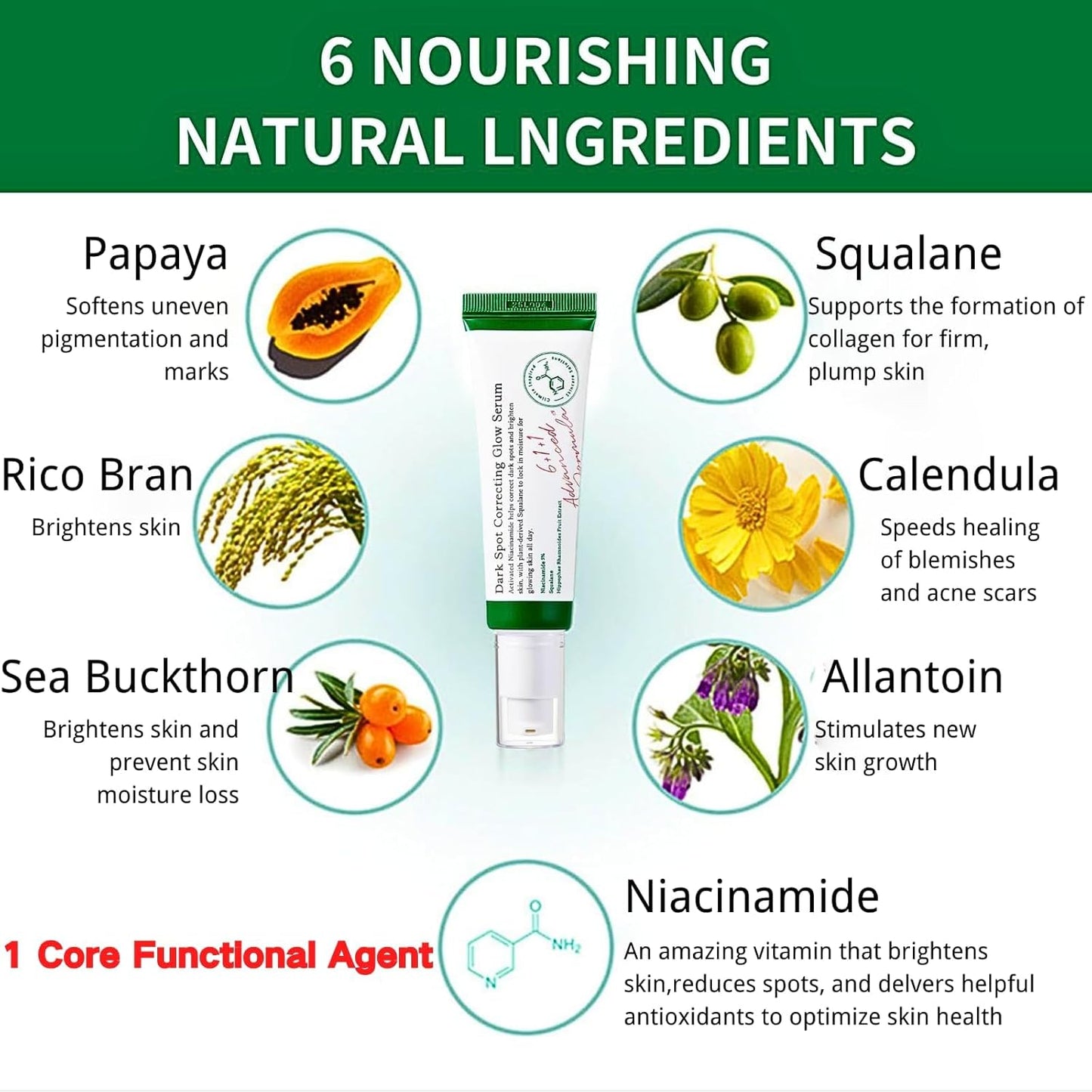 Dark Spot Treatment, Dark Spot Correcting Glow Serum, 5% Niacinamide Serum, Hydrating and Brightening Serum, Anti-Aging, Acne, Fine line, Hyperpigmentation, Tackle Blemishe, Korean Skincare
